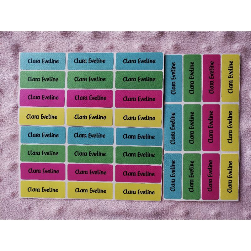 

stiker nama waterproof warna warni