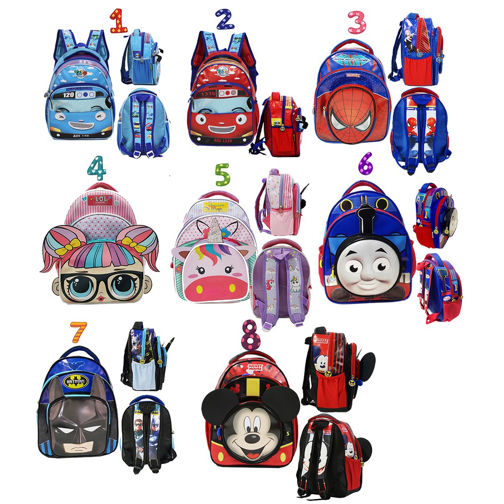 Tas  Ransel Anak Sekolah Karakter Laki Laki dan Perempuan TK / PG Bahan Sponge Anti Air Kantung Coin