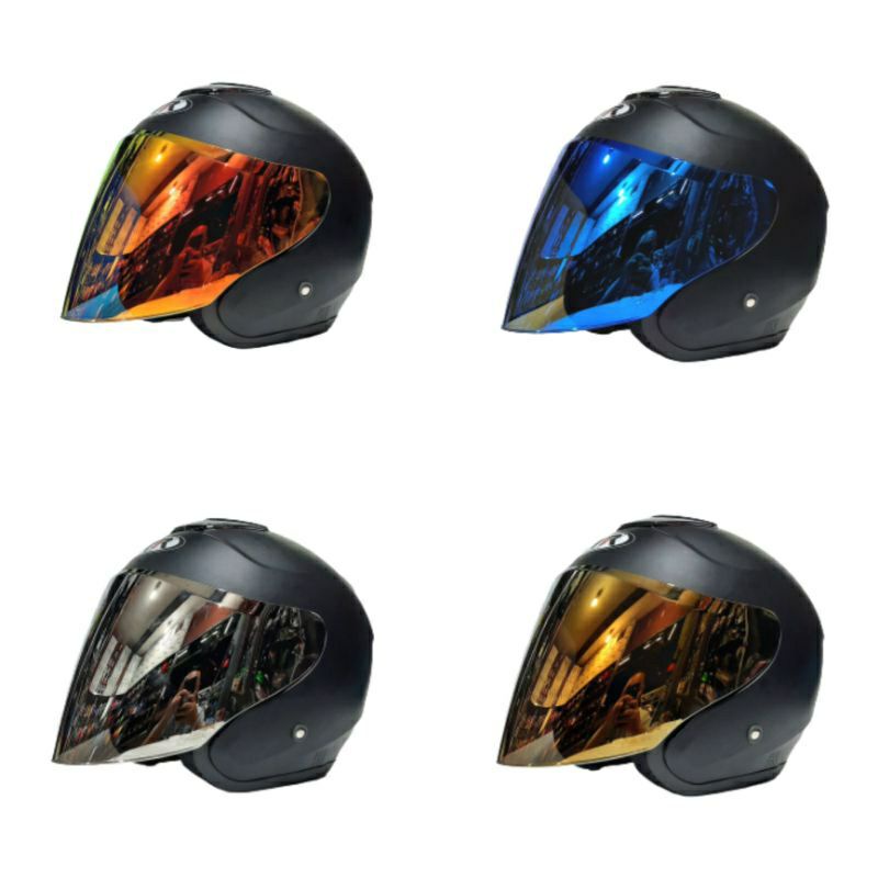 Helm Kyoto Solid HITAM doff Visor Iridium Merk DYR Paket Ganteng