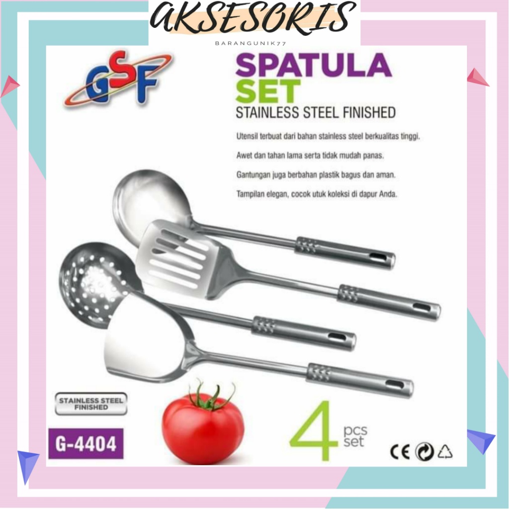 SPATULA SET 4PCS / SPATULA SET STAINLESS STEEL 4PCS / SUTIL SET STAINLESS STEEL 4PCS GSF G-4404 / GSF 4404 / GSF G 4404