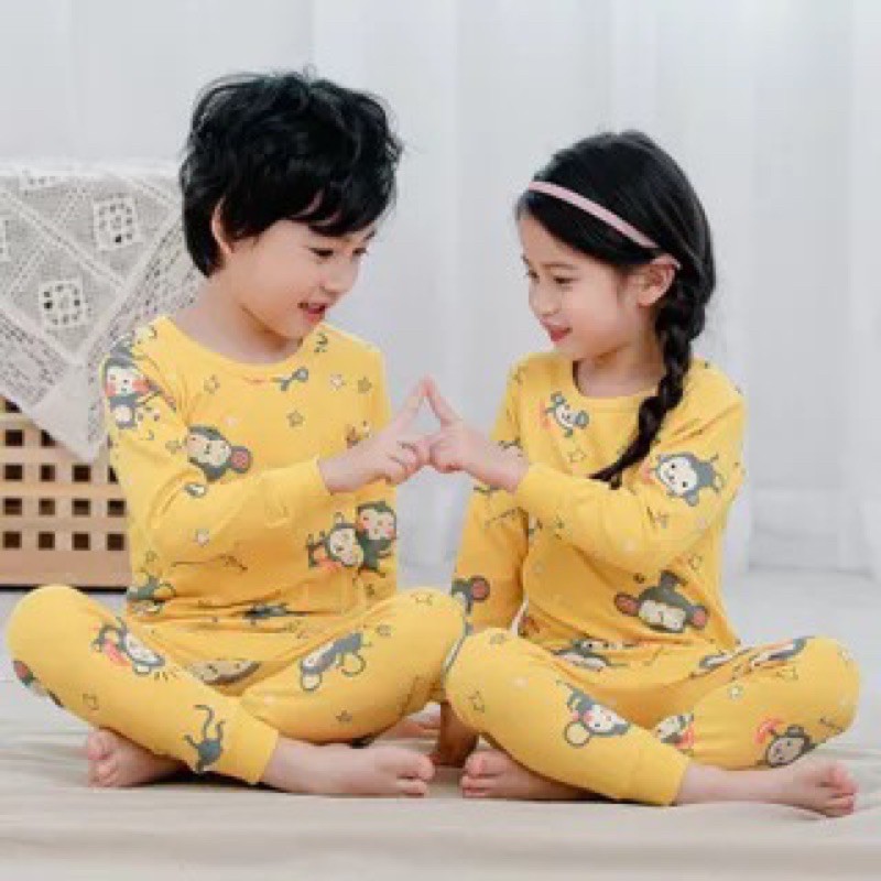 Piyama anak import setelan baju tidur anak lengan panjang 3 4 5 6 7 8 9 10 tahun