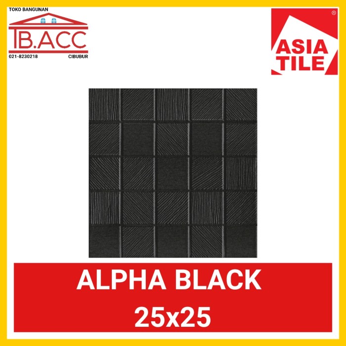 Jual KERAMIK LANTAI KAMAR MANDI HITAM ALPHA BLACK 25X25 ASIA TILE