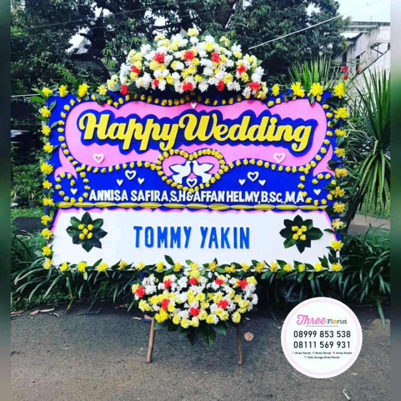 bunga papan ucapan / hadiah ucapan wedding / bunga papan wedding /gift