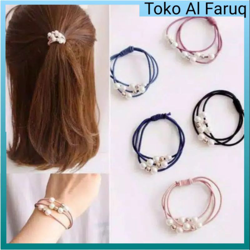 Ikat Rambut Mutiara 9 Karet Gelang Aksesoris Fashion