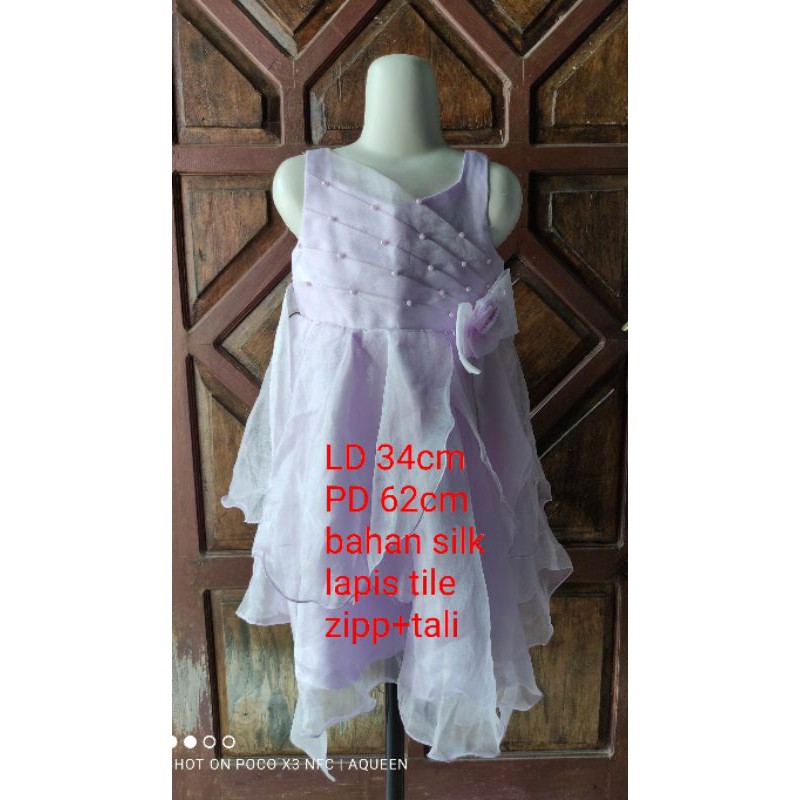 (2-4tahun) Dress Anak Perempuan / Gaun Princess Pesta Anak Lilac