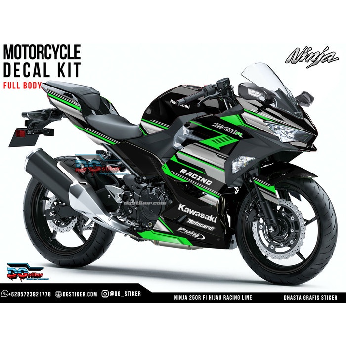 Decal Sticker Ninja 250R FI 2018 Hijau Racing Line DG Stiker