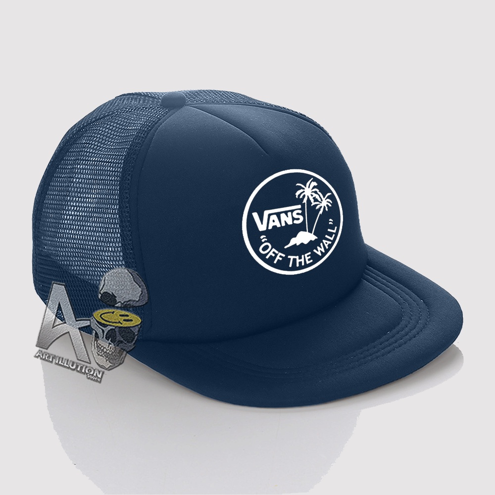 Topi Snapback Jaring Distro / Topi Snapback Trucker - Topi Caps Vans Of The Wall Beach Model Logo Te