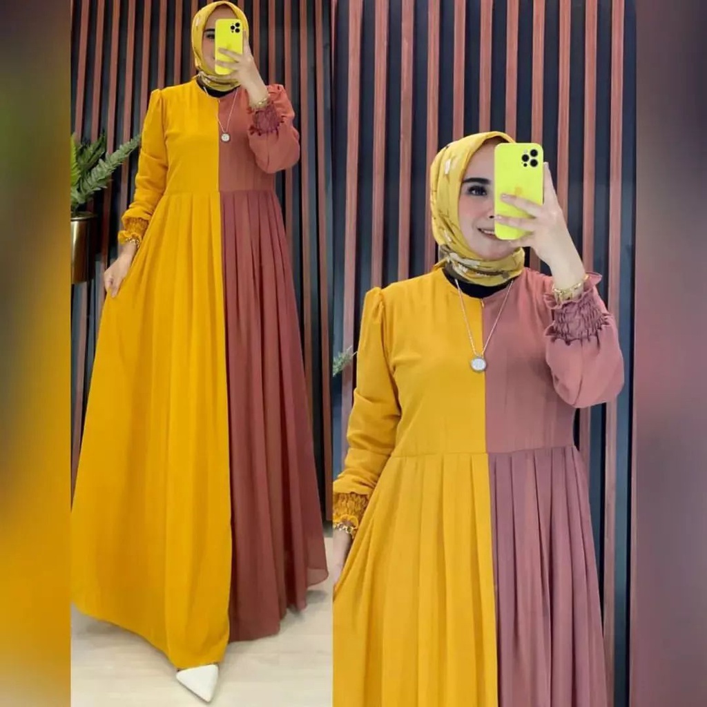 SINDERELA DRESS BL CERUTY BABYDOLL FULL PURING LD 110 CM PB 138 CM ZIPPER DEPAN / BUSUI GAMIS BUSUI TERBARU 2023 LEBARAN WANITA GAMIS BUSUI JUMBO MAXI DRESS KOREAN MUSLIM