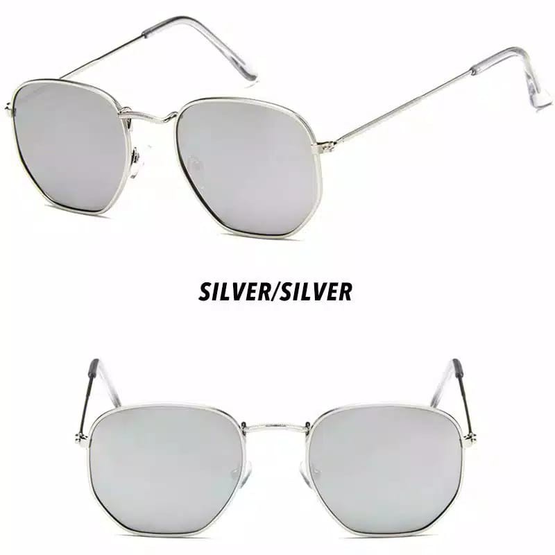 (COD) Kacamata Hitam Frame Metal Vintage Sunglassess ❤️❤️ MALL SHOPPING ❤️❤️-#5 SILVER / SILVER