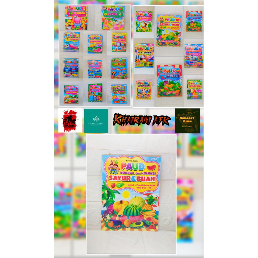 

4 PCS CAMPUR BUKU MENGENAL DAN MEWARNAI PAUD&TK DAN SD SAYUR&BUAH DLL