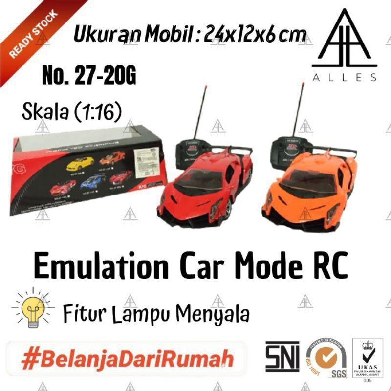 Mainan mobil R/C Emulation Rc Car Mode 27-20G