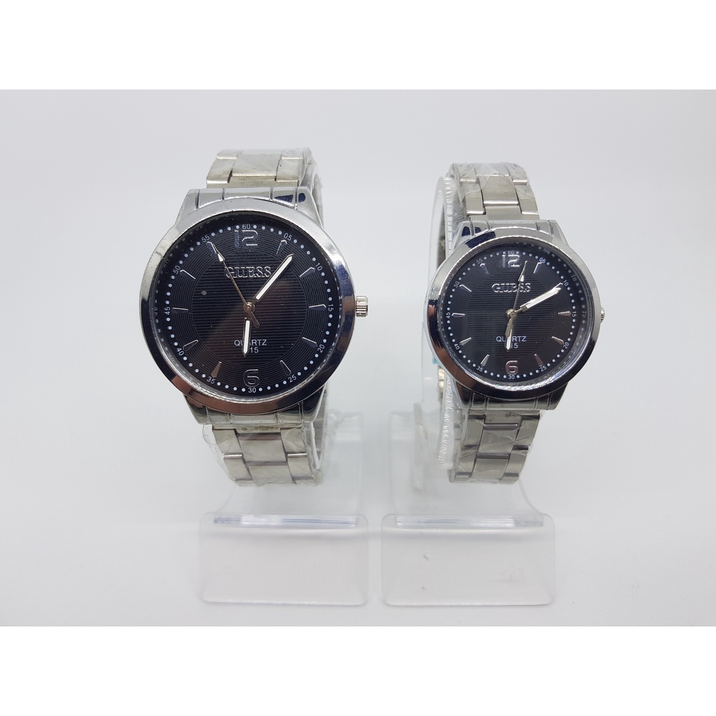 JAM TANGAN COUPLE GUESS RANTAI STAINLESS SILVER PREMIUM IMPORT