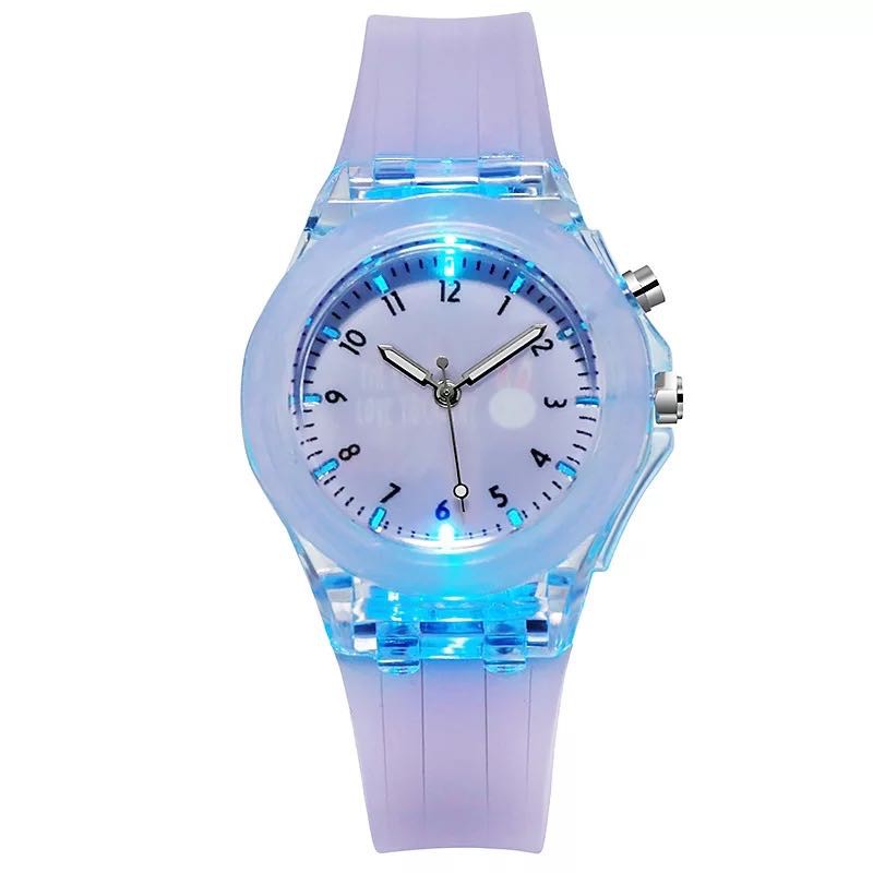 Jam Tangan Wanita Analog Quartz Jelly LED Korean Fashion / Jam Tangan Jelly LED Import-38-1 #4 Ungu