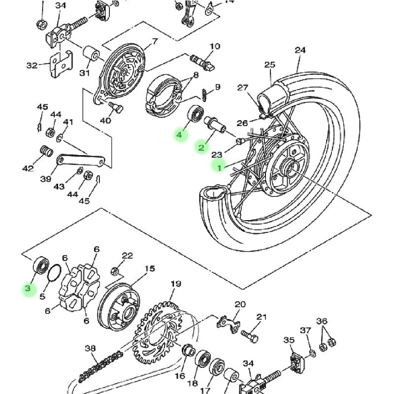 tromol belakang set f1zr ori ygp fizr fiz f1z r rear hub bearing bering laher bos bosh spacer