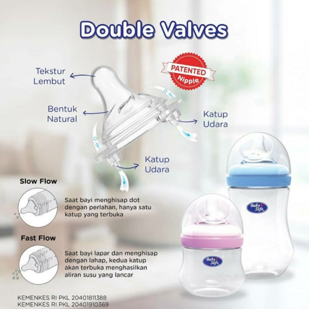 Baby Safe Wide Neck Bottle Milk Flow System 125ml 250ml Motif Gambar/botol dot susu leher lebar besar