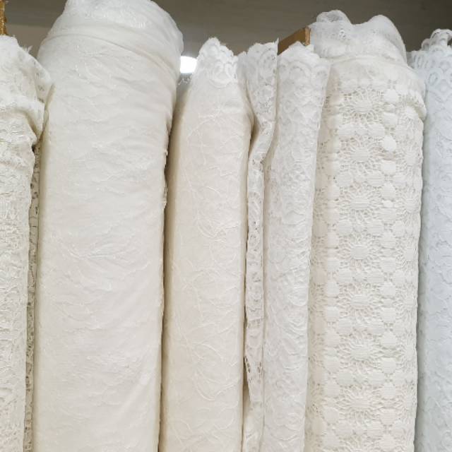 Brokat Special Putih bahan kebaya akad pengantin