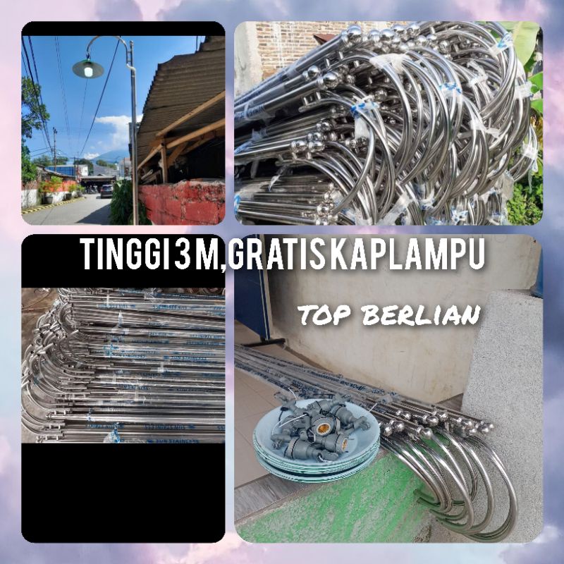 tiang lampu jalan stainless steel 1,5inc tinggi 3 m.