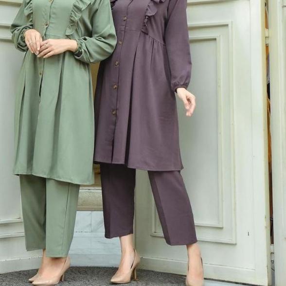 ▼ DIVYA SET CRINKLE PREMIUM LONG TUNIK POLOS / DIVYA SETELAN LONG TUNIK / DIVYA SET ○