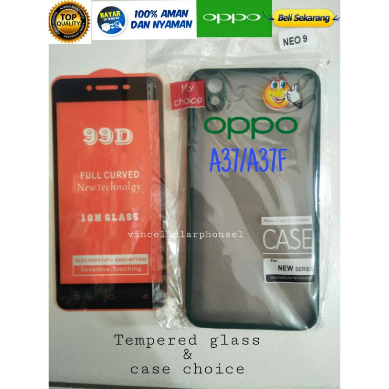 my choice case A37f dan tempered glass 5D A37f selikon oppo A37f pelingdung A37f