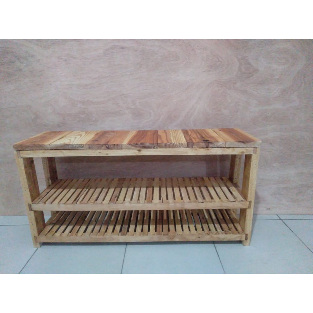 RAK SEPATU KAYU /RAK SEPATU MINIMALIS/MEJA RAK 3 SUSUN/RAK AQUARIUM / RAK TV