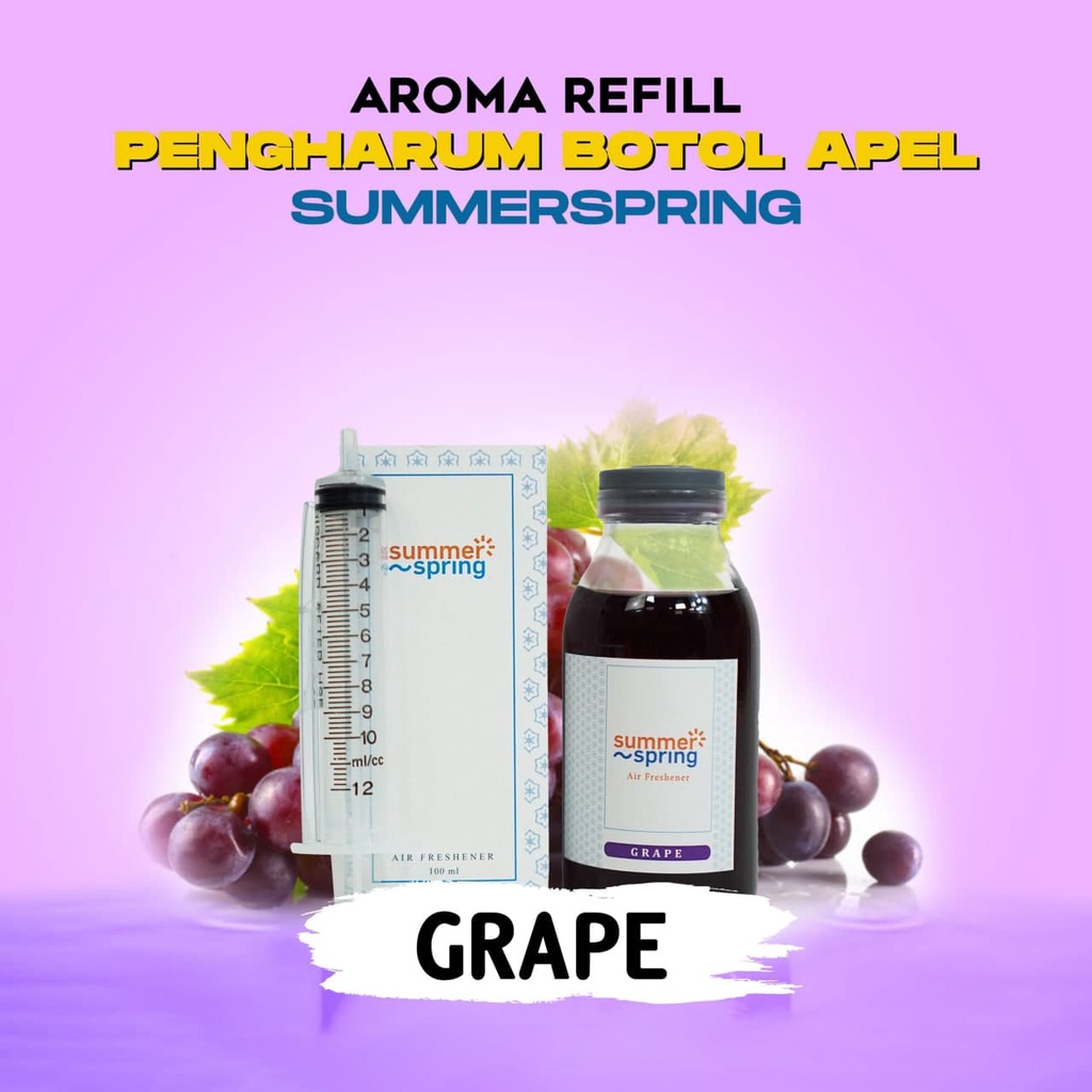 Parfum Mobil Pengharum Ruangan Pewangi Kamar Tidur Harum Summer Spring | Refill Apel | Aroma Grape