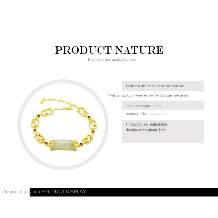 Gelang Giok Hetian Bentuk Persegi Lapis Emas Emas Asli Kadar 375Gaya Korea Untuk Wanita