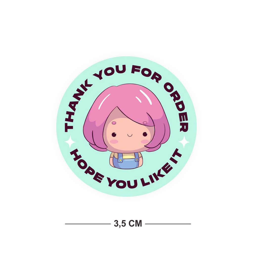 

60 Pcs Stiker Terima Kasih Lucu Thank You For Order Packaging Box Paper Wrap Untuk Food atau Makanan Bisa COD TK45