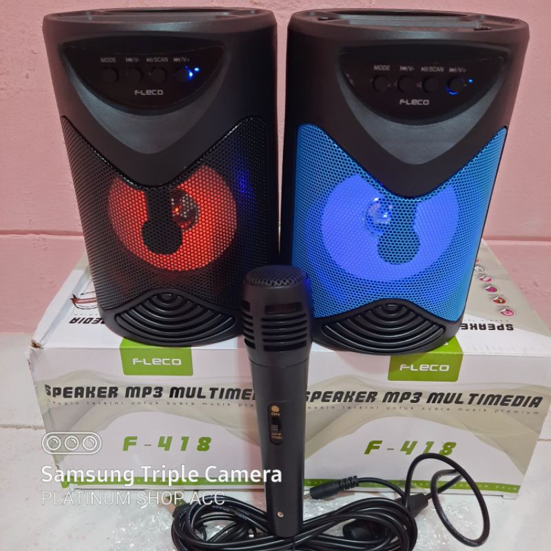 SPEAKER BLUETOOTH LED FLECO F418/F416/F417 FREE MIC KARAOKE/SALON AKTIF WIRELESS MULTIMEDIA MP3 USB