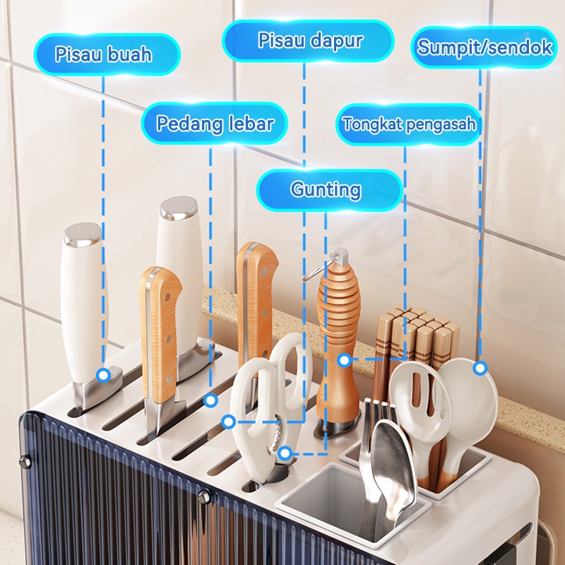 Pisau Dapur Rak Sendok Pemegang Talenan Pemegang Rak Penyimpanan Multi-fungsional