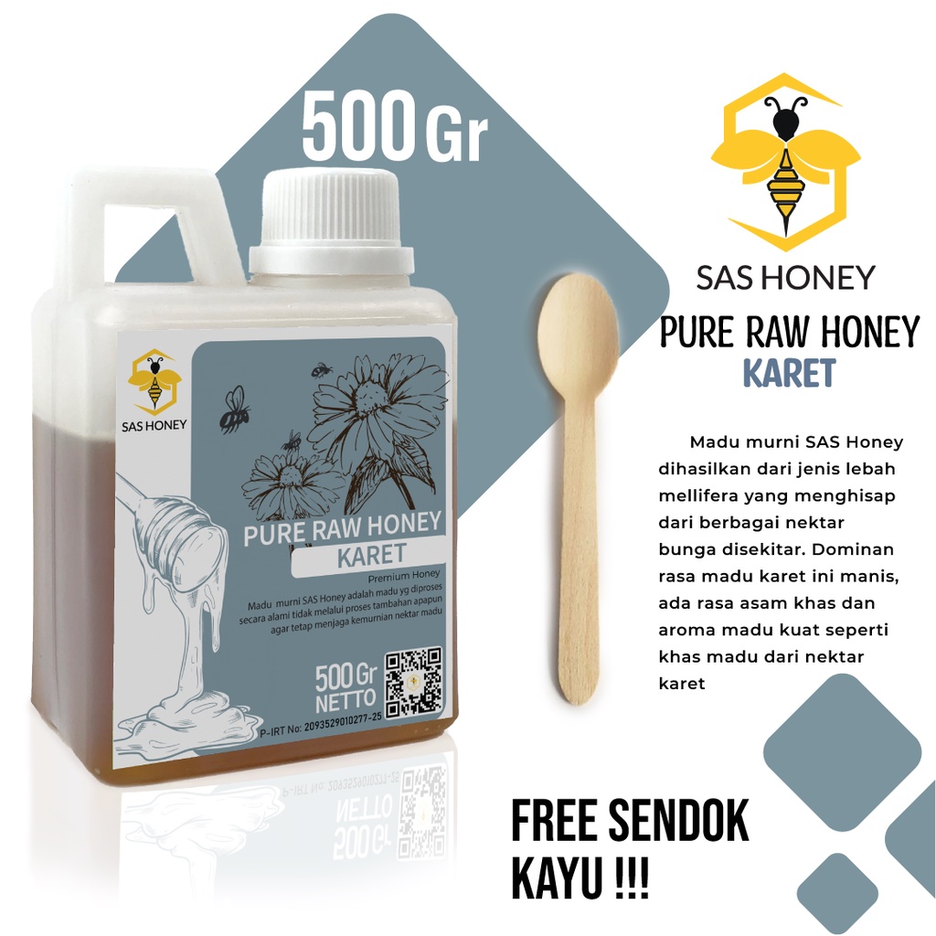 

Madu Asli Murni 500gr Sas Honey Nektar Bunga Karet