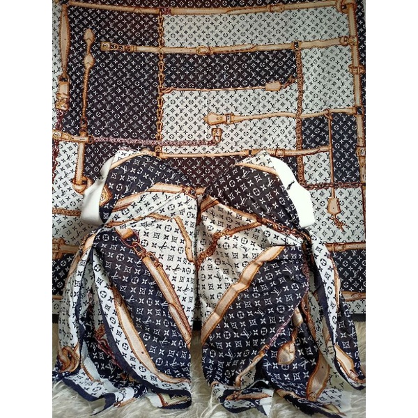 DEENAY KW HIJAB MOTIF LV HITAM PUTIH COKLAT