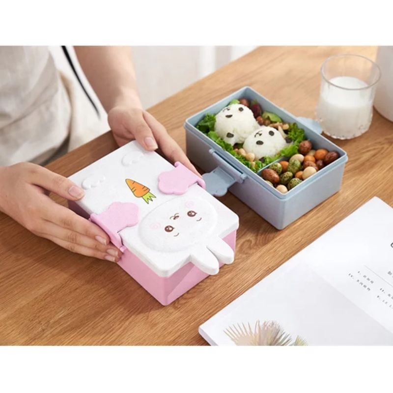 Kids Lunch Box Kotak Makan Anak Kotak Bekal Sendok Garpu Jerami