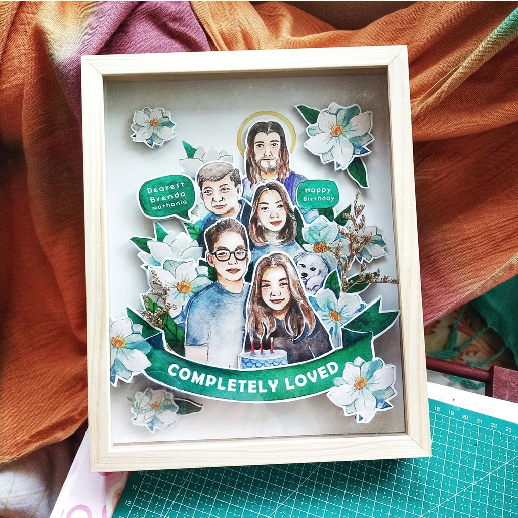 3D Pop Up Ilustrasi Gambar dengan Frame | Jasa Ilustrasi Wajah | Kado Ilustrasi Big Size