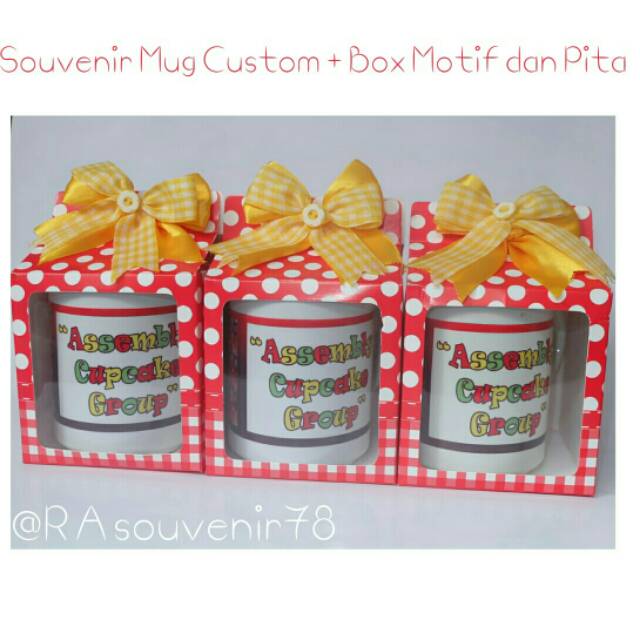 Mug Custom + Box Mika Motif dan Pita