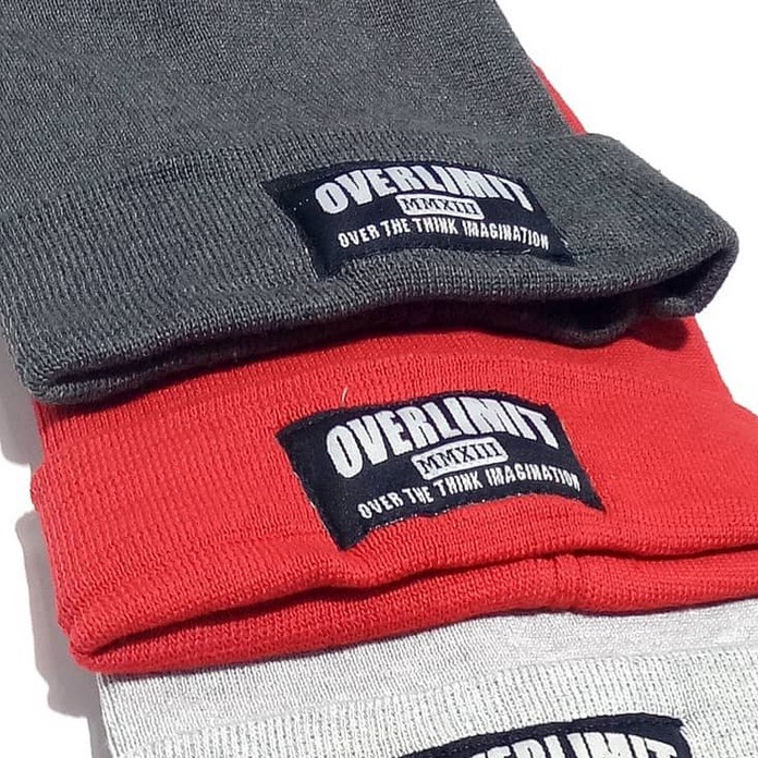 Beanie Hat OVERLIMIT Pria Wanita | Topi Rajut Distro | Bennie Hat Dewasa Tebal-Abu Tua