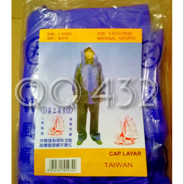 Jas Hujan Nelayan Setelan Mantel Nelayan Petani Impor Taiwan Bahan PVC Full karet Cap Layar