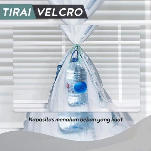 Tirai Hordeng Jendela Gorden Magic Velcro Tanpa Paku Pemasangan Gampang/2 UKURAN