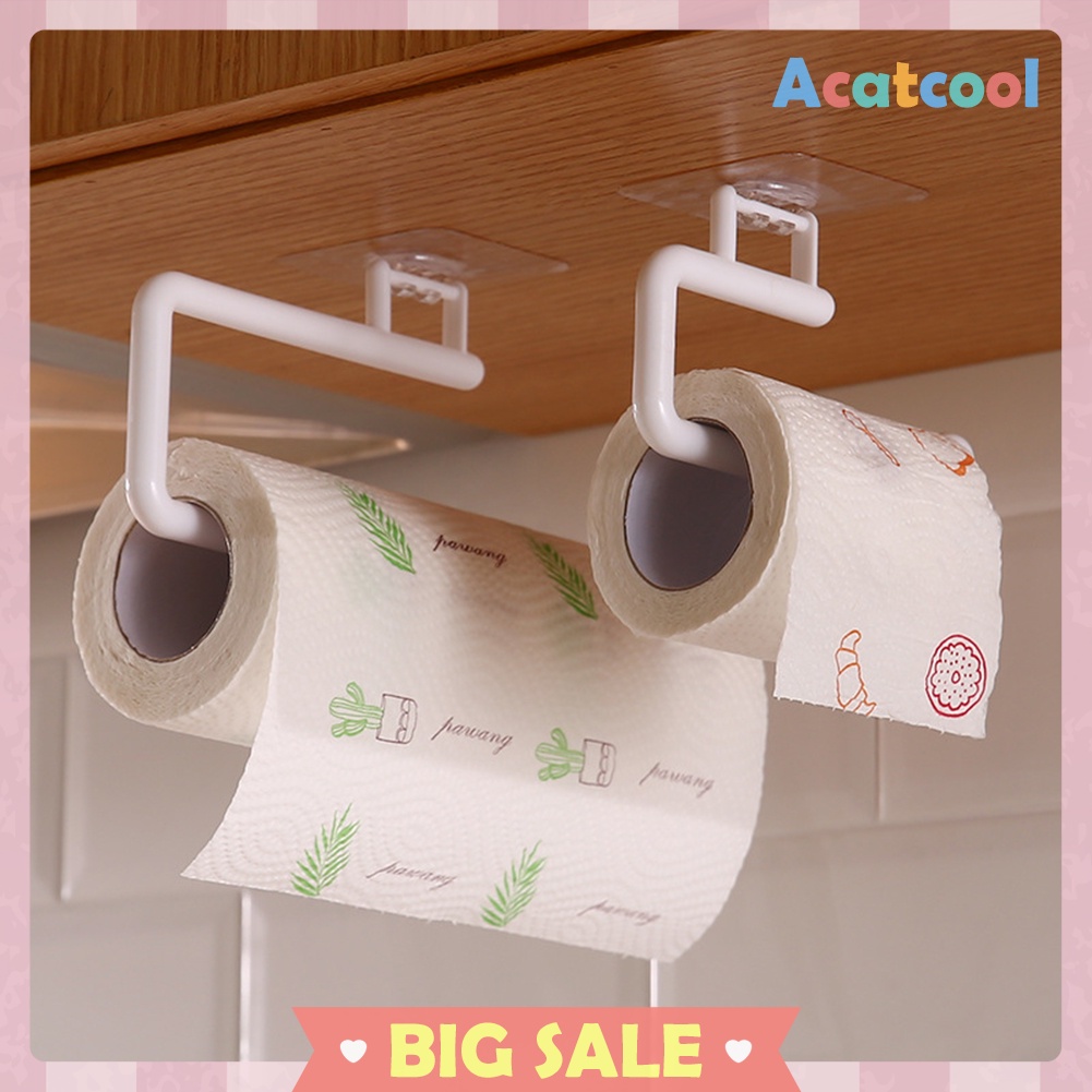 Self Adhesive Kitchen Paper Towel Holder Cling Film Storage Rack Accessory