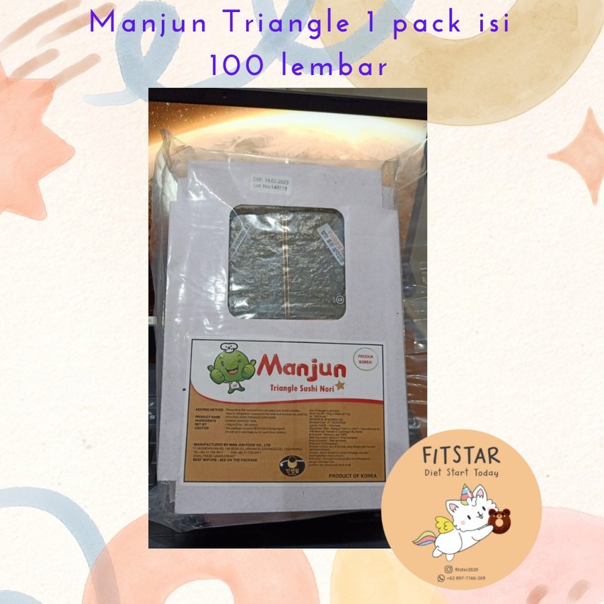 

Manjun Triangle Sushi Nori 1 pack (100 lembar) /Onigiri