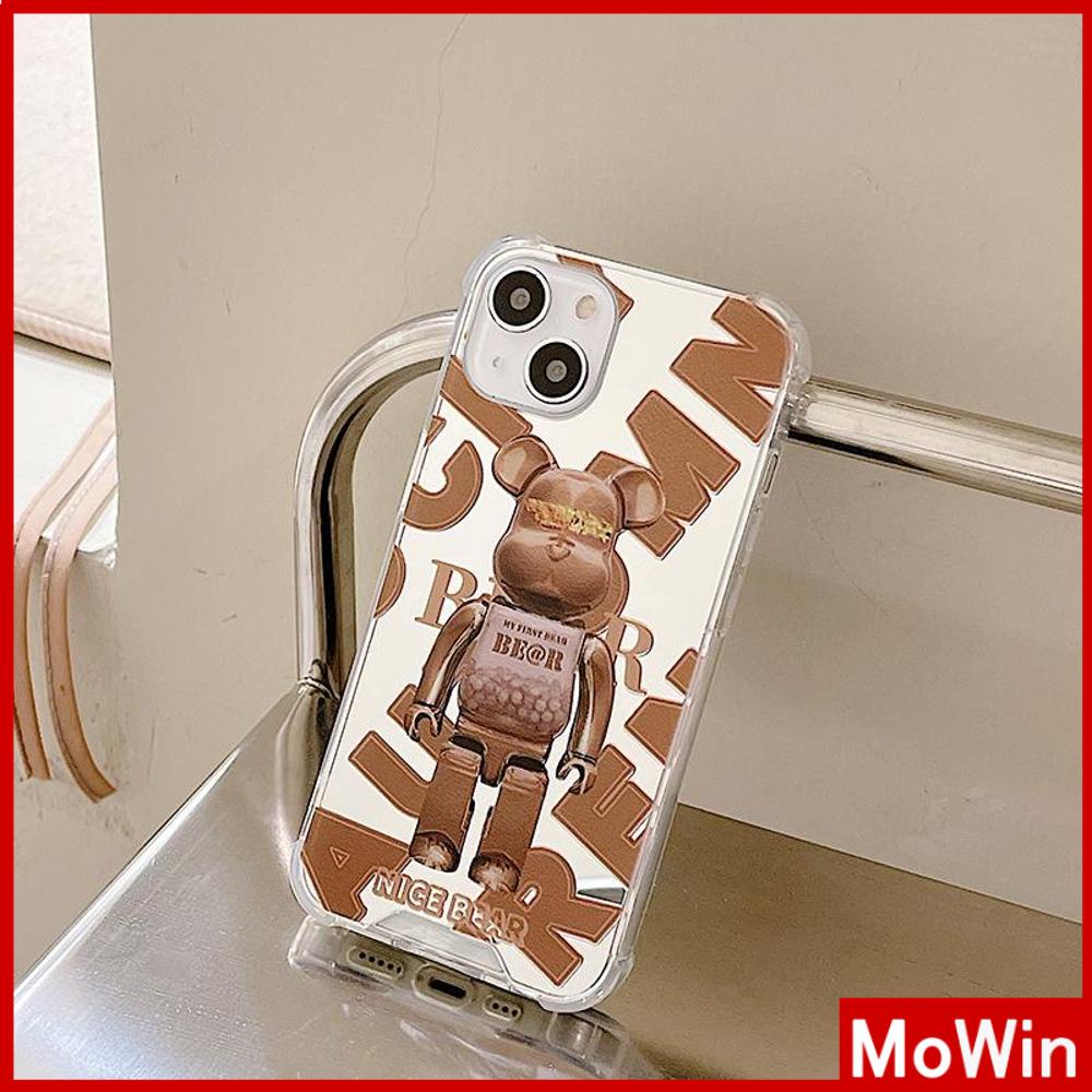 iPhone Case Luxury Acrylic Mirror Airbag Shockproof Protection Camera Brown Bear Compatible For iPhone 11 Pro Max 13 Pro Max 12 Pro Max 7Plus XS Max