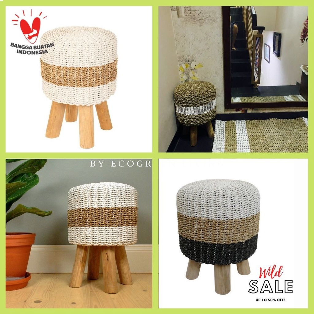 KURSI STOOL ANYAMAN SEAGRASS / KURSI DEKORASI