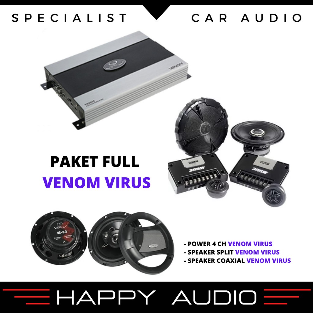 Paket audio mobil full sound system VENOM VIRUS original by Venom VS 4930 VS 65 B VS 63