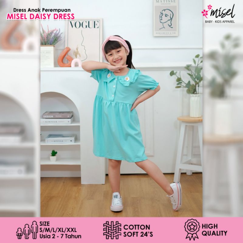 Midi dress anak daisy by misel motif ruffle bunga