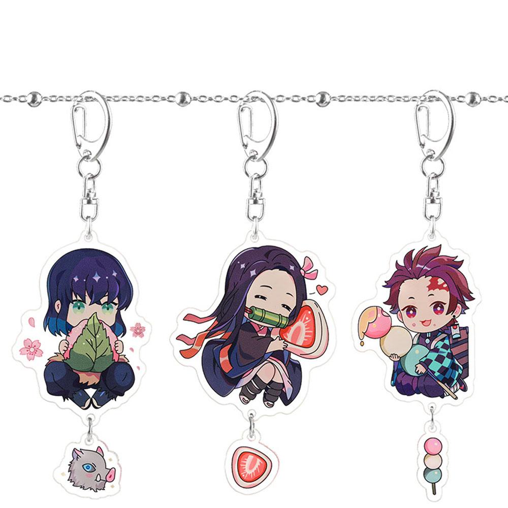 [Elegan] Gantungan Kunci Demon Slayer Nezuko Zenitsu Miniatur Tanjirou Inosuke Scultures Kyoujurou Key Ring