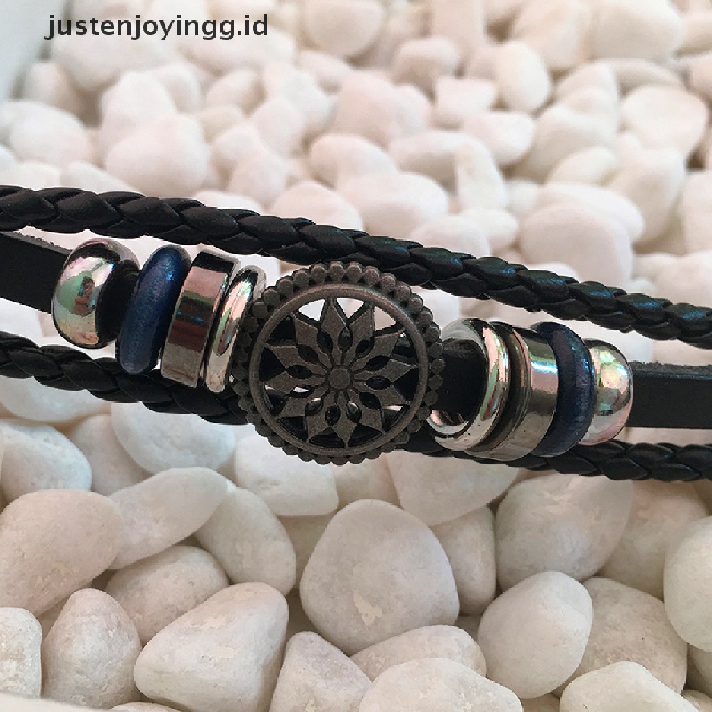 Gelang Desain Infinity Bahan Pu Gaya Punk Vintage Untuk Pria Dan Wanita