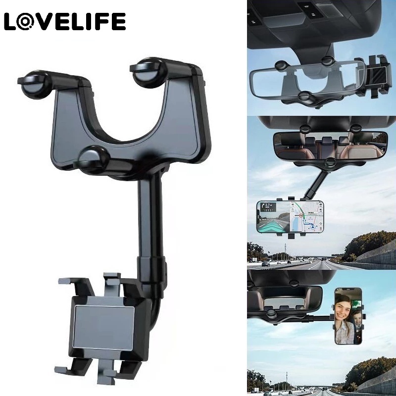 360° Bracket Dudukan Handphone IPhone Android Universal Adjustable Model Putar Untuk Kaca Spion Mobil