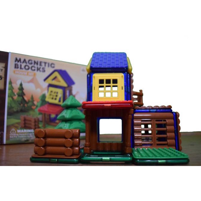 Mainan Edukasi Anak Magnetic Blocks House Set