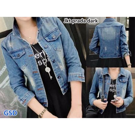 DISKON jaket prada gelap jaket jeans jaket denim jaket wanita jaket cewek
