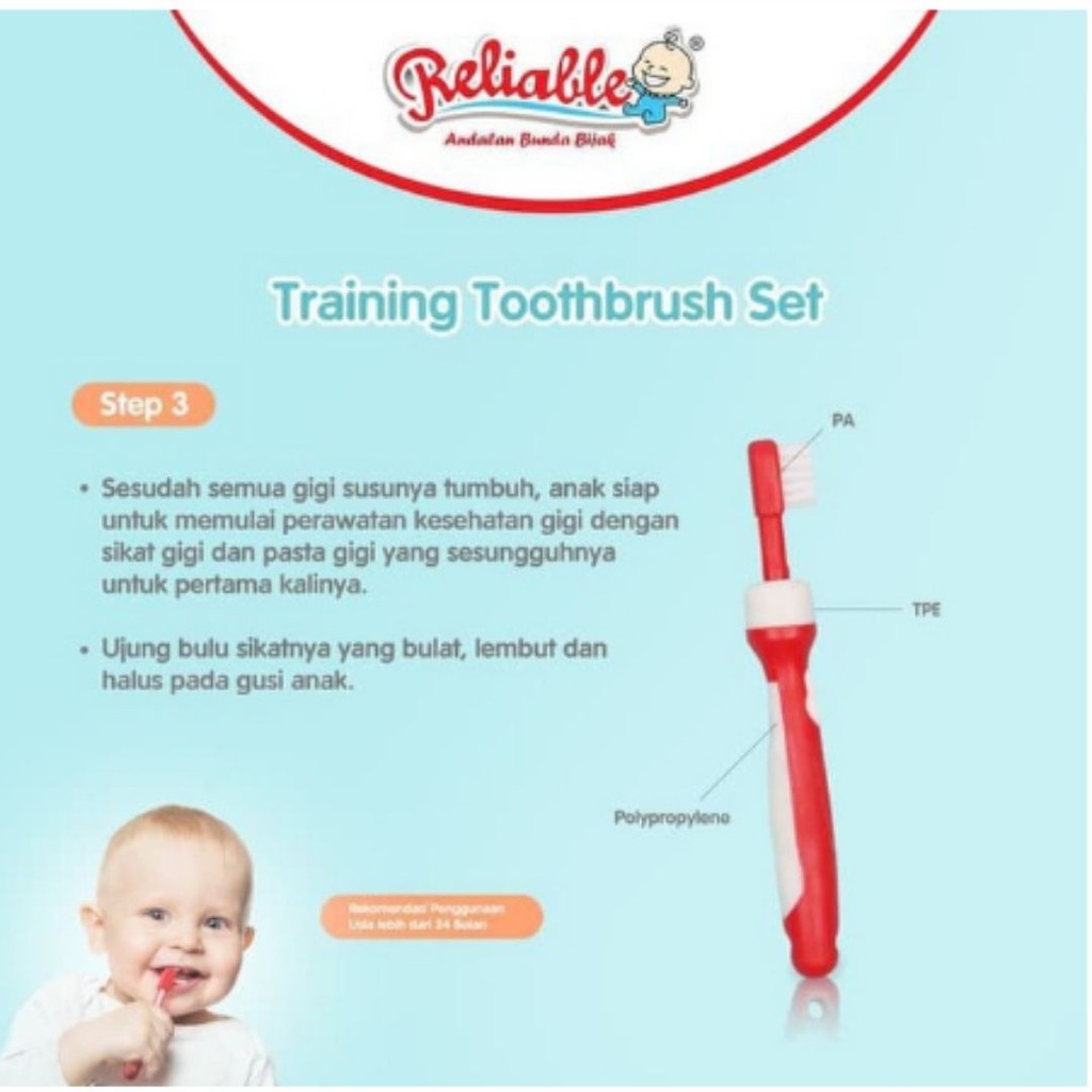 sikat gigi bayi complete set 2 in 1| set 3 in 1 | baby  training toothbrush set step 3 | reliable | Baby Safe gum massage tooth brush