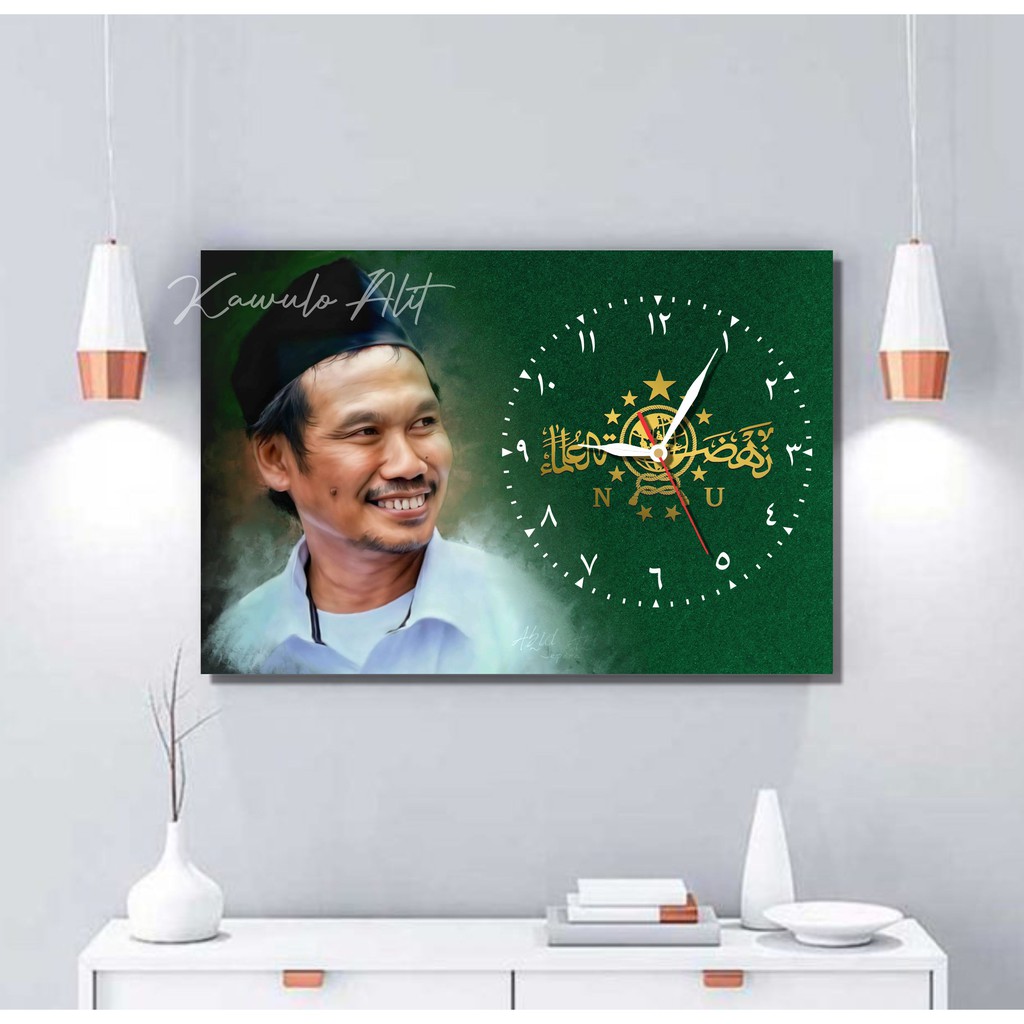 Jam dinding Foto gus baha logo NU